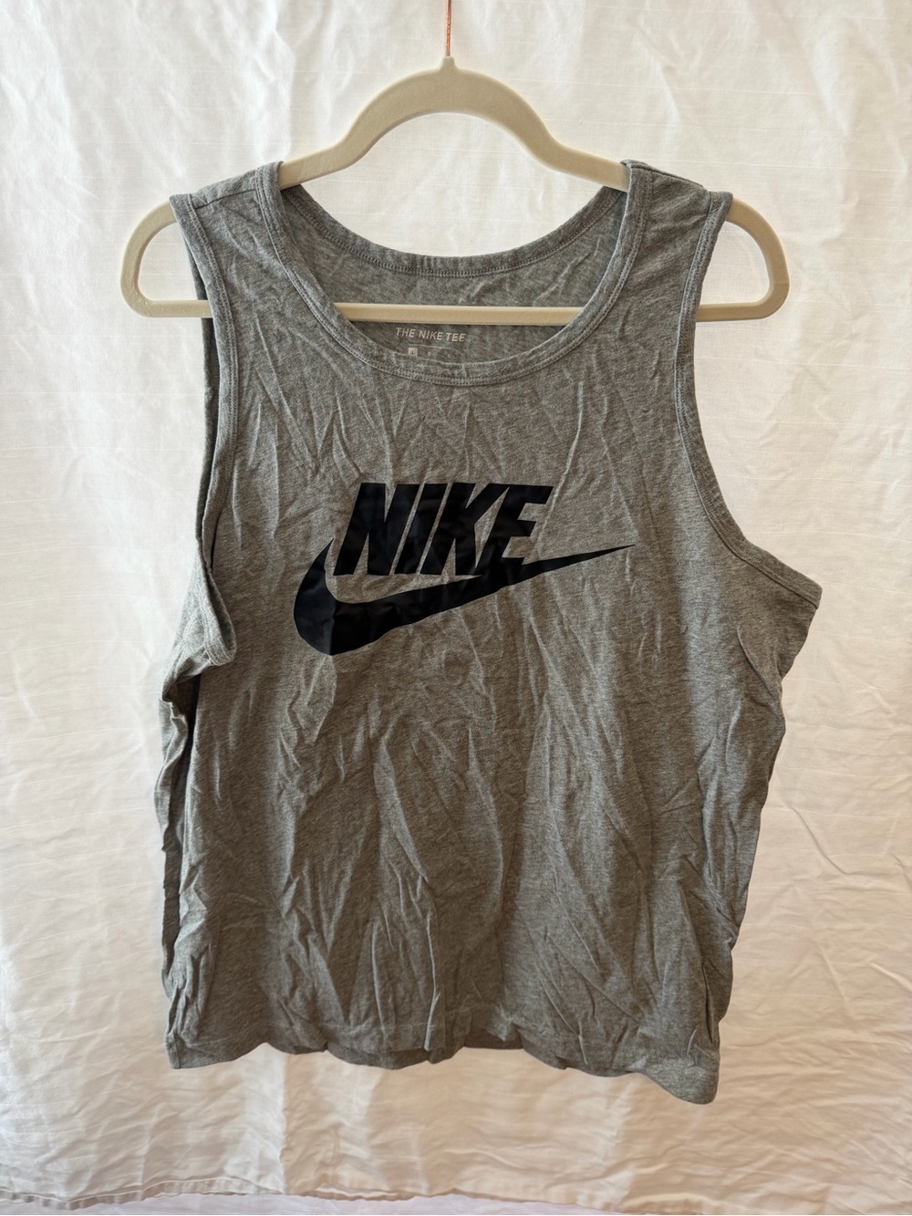 Nike Gray Tank Top with Black Swoosh Logo - Men's